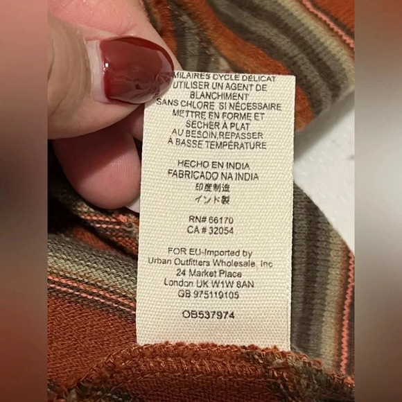 Free People New Romantics 3/4 Sleeve Burnt Orange Striped Dress Scoop Back Sz Sm - Picture 5 of 7